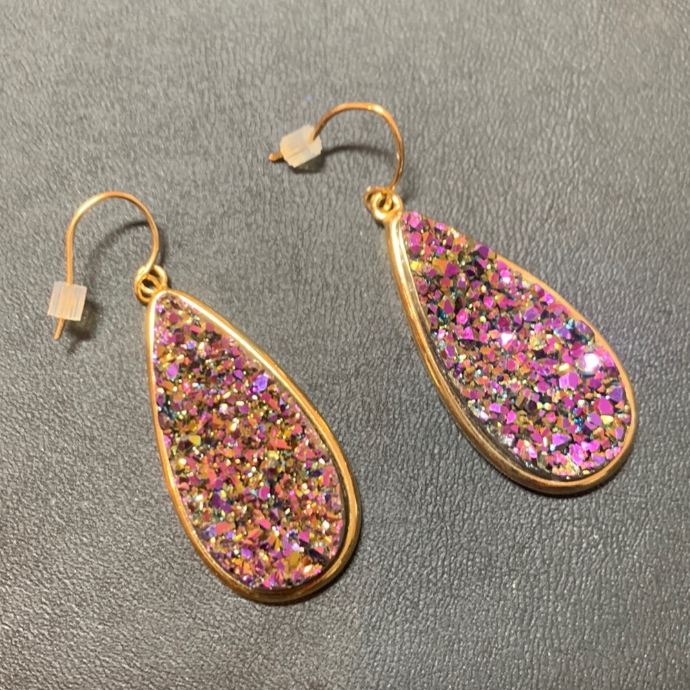 Druzy Agate Earrings - Picture 2 of 6